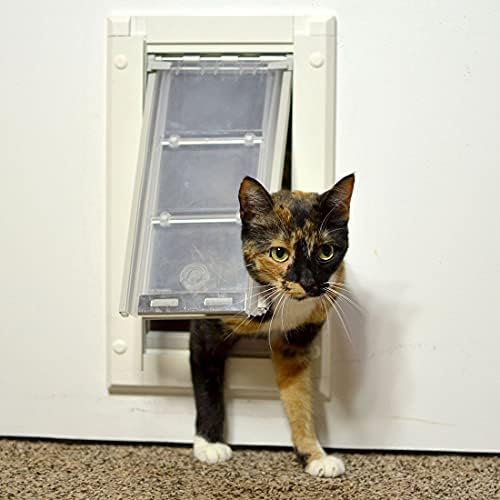 דלת חתול דש אנדורה לדלתות | אידיאלי לחתולים וכלבים קטנים | כניסת חיות מחמד חסכונית באנרגיה עם כיסוי